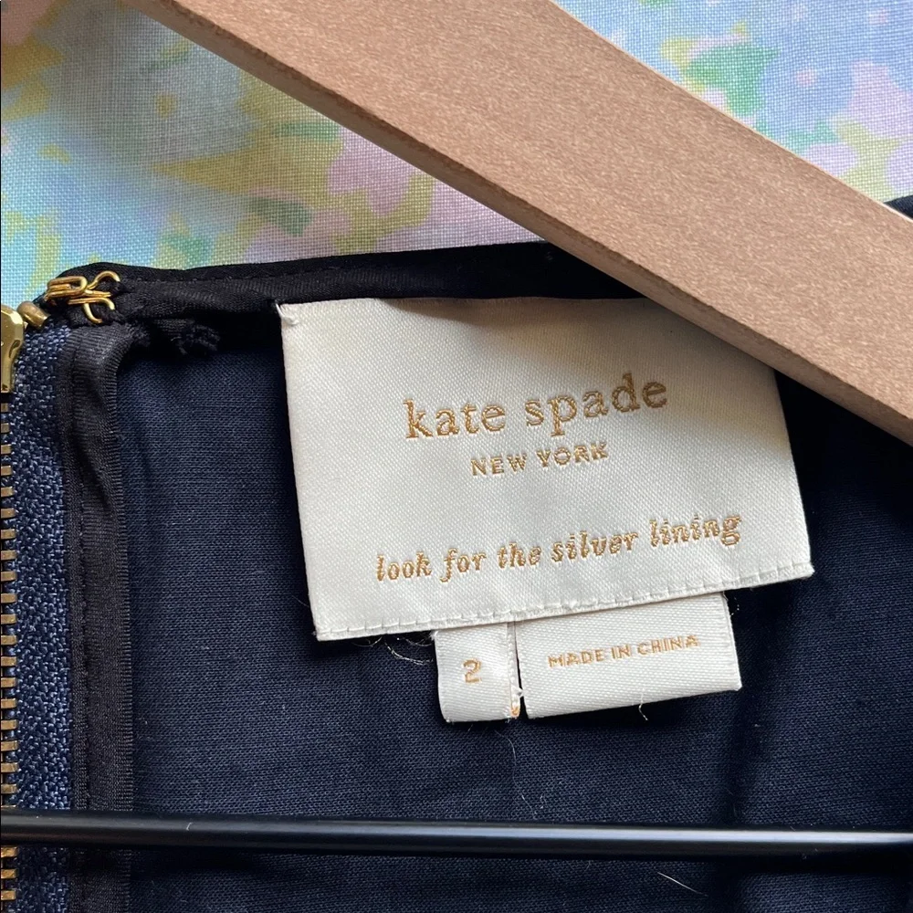 Kate Spade | Navy Bow-Front Midi Dress Size 2‎ Cocktail Holiday Party Shift
